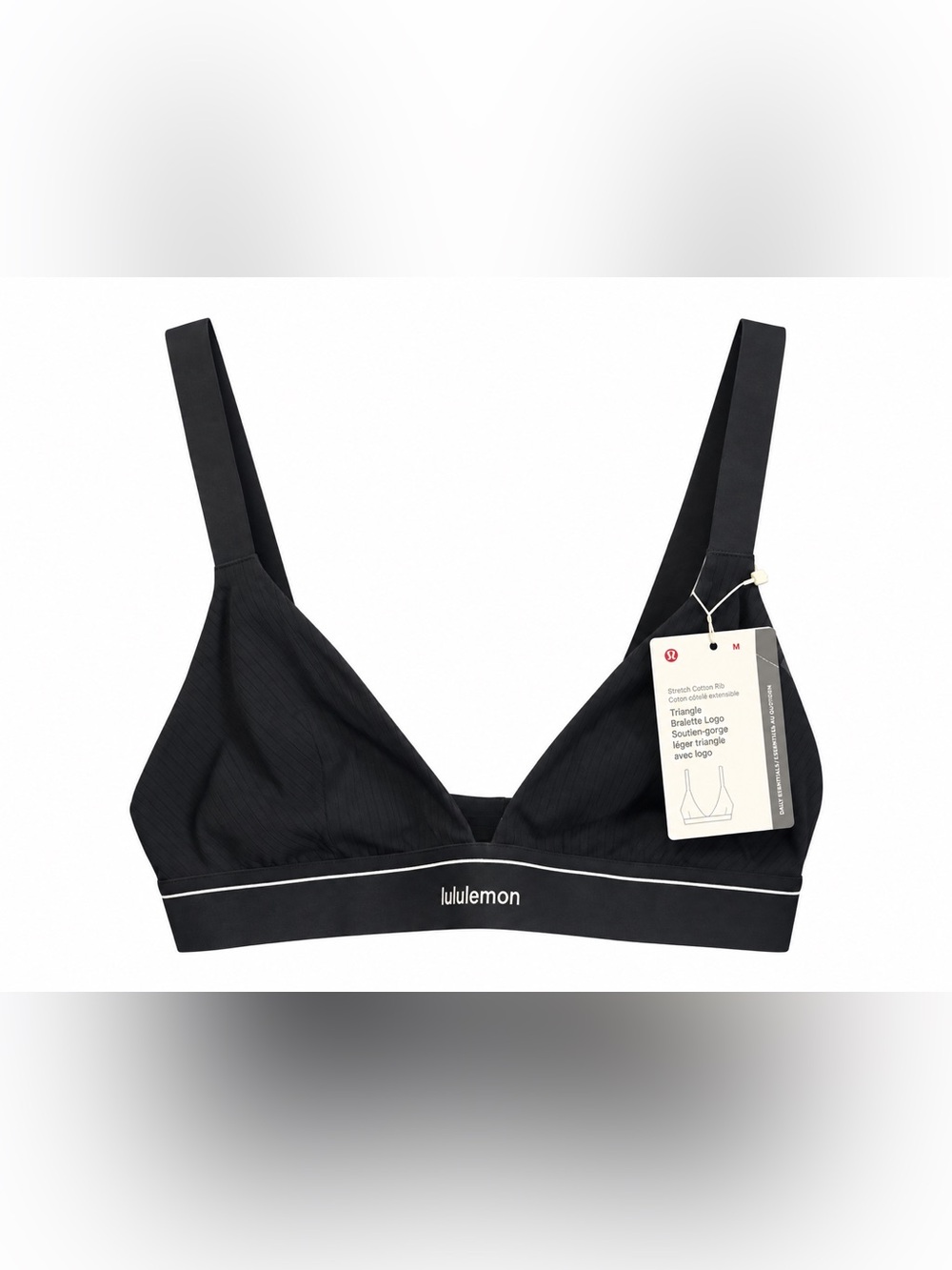 lululemon Black Ribbed Triangle Bralette with Logo Band